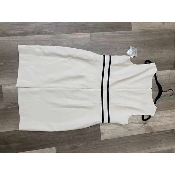 Kasper NWT Black Piped Cream Crepe Sheath Dress, Size 16P, MSRP $89 - Picture 8 of 12